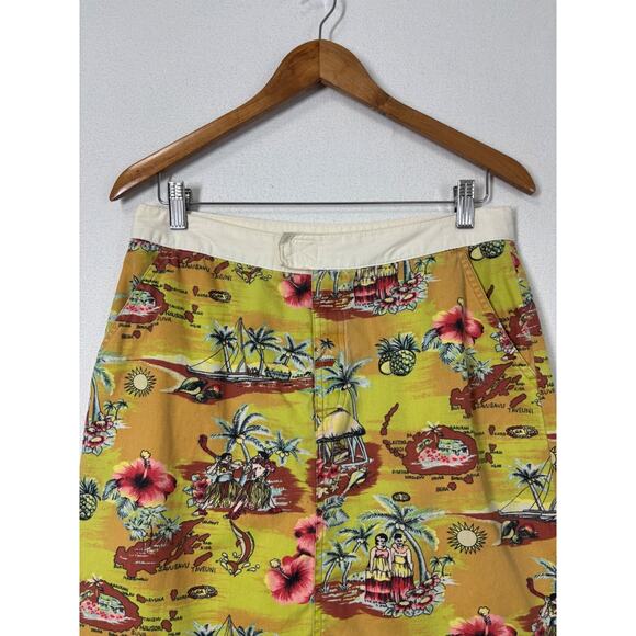 VTG Old Navy Mini Skirt Multicolor Tropical Print 100% Cotton Pockets Beach Boho - Picture 2 of 14